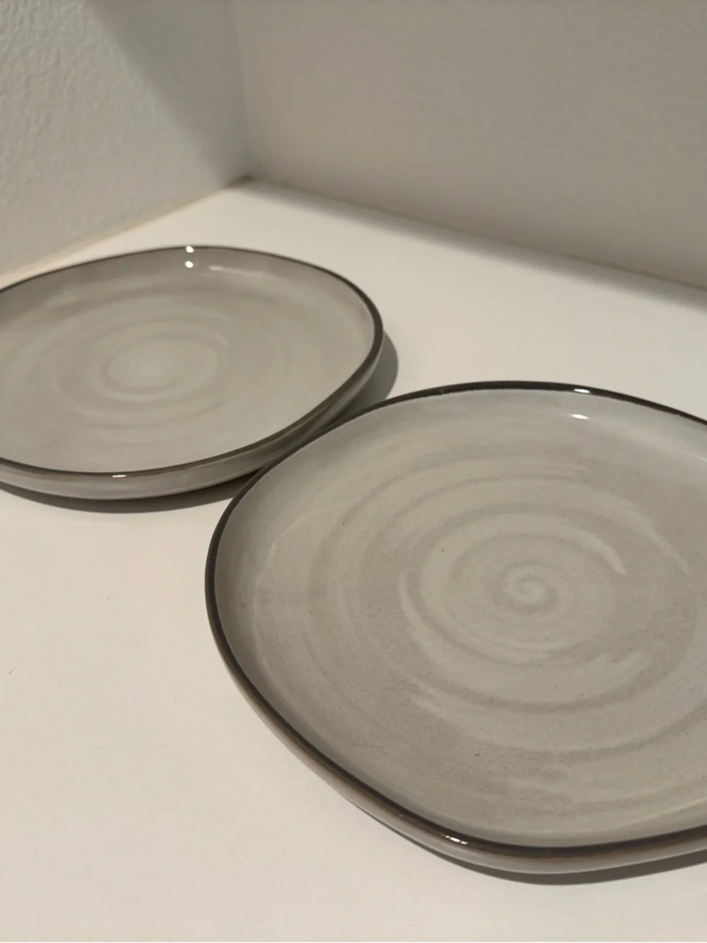 4 Hearth & Hand Gray Reactive Glaze Swirl Ceramic Set of Salad Plates